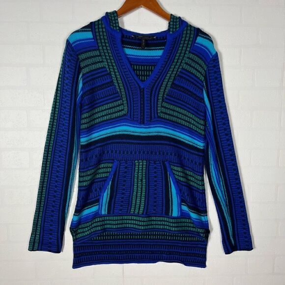 BCBGMaxAzria Hooded Sweater Womens size S High Low Hem 12% Lambswool - Picture 1 of 14
